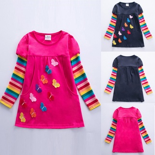 vestido de mariposa con rayas arcoíris para fiesta/vestido de fiesta para bebés/niños/niñas