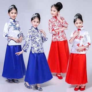 Porcelana azul y blanca antigua ópera tradicional china niños Dinastía ming tang han hanfu vestido niño disfraz Niña