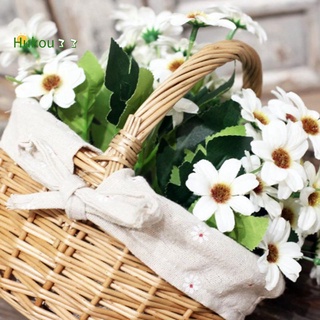 Cesta de mimbre tejida a mano, cesta de simulación de flores, mango único, pequeña cesta de flores con cesta de mano