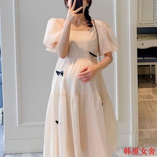 Vestido de lazo de las mujeres embarazadas vestido de moda hilo falda moda madre (1)