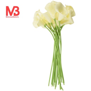 18x flores de lirio de calla artificial único ramo de tallo largo real decoración del hogar color: cremoso