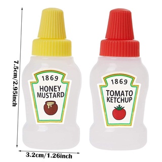 2Pcs 25ML Mini Tomate Ketchup Botella Portátil Salsa Contenedor Ensalada P7P8 A3C7