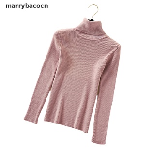 marrybacocn mujeres suéter de punto de manga larga tops cuello alto jersey delgado punto superior cl