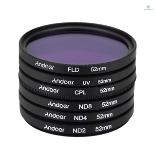 Muswanna Andoer 52mm UV + CPL + FLD + ND (ND2 ND4 ND8) Kit De Filtro De Fotografía Ultravioleta Circular Polarizante Fluorescente Densidad Neutro Para Pentax DSLRs (9)
