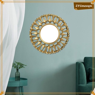 Decorative Hanging Wall Mirror Small Vintage Style Mirror for Wall - Golden Frame Mirror Easy Mounting Perfect for Bathroom, Home Decor