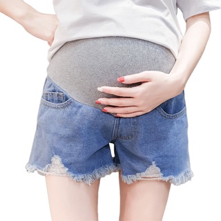 maternidad denim corto jeans moda cintura alta mujeres embarazadas pantalones