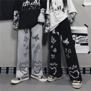 Cintura elástica suelta harén bordado Jogger pantalón mujeres hombre Streetwear coreano Harajuku Punk Hip Hop pantalones