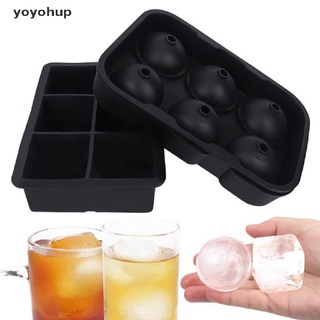 yoyohup bandejas de cubo de hielo bandejas de bola de hielo cuadrado redondo esfera molde negro (6ice ball+6cube) cl