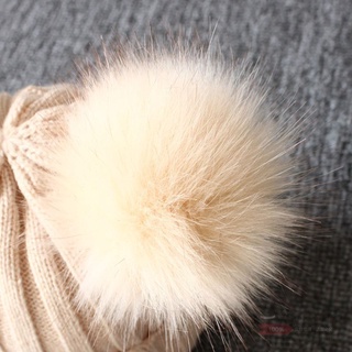bunny invierno niños invierno punto gorro de lana con doble piel sintética pompón orejas (6 colores) (4)