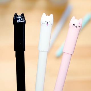 peopleia 0.5mm bolígrafo de gel de dibujos animados suministros de escritura papelería lindo tinta negra completa aguja cola gato escuela oficina suppilies (7)