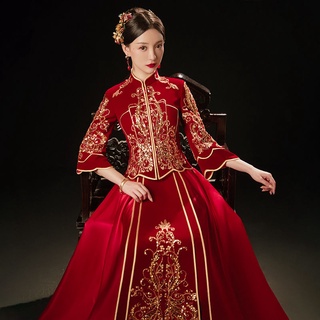Mostrar ropa novia 2021 boda estilo chino vestido de novia vestido