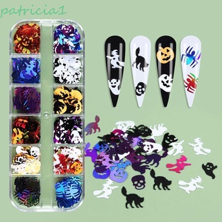 Patricia1 calavera bruja Glitter Flake manicura accesorios 3D uñas arte decoraciones Halloween uñas arte lentejuelas/Multicolor