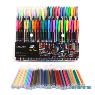 [fusion]48 piezas de rellenos de tinta de gel fluorescente pincel de acuarela colorido juego de papelería de neón 48 colores bolígrafos de gel rodillo de neón pastel de dibujo