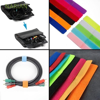NARIAN 10Pcs Computer Cellphone Cable Winder Reusable Data Line Holder Magic Tape Lead Straps Ties Bobbin Marker Wire Cord Organizer/Multicolor