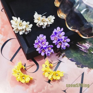 [gSPRI] pendientes de aro de flores de corea de moda para mujer tela Floral redondo gota pendientes QCVE (7)