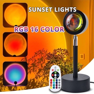 Puesta de sol luces arco iris lámpara RGB 16 Color remoto sol nunca establece proyección lámpara de araña sala de estar decoración creativa luz de piso USB fuente de alimentación