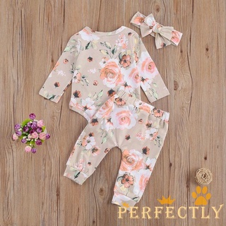 PFT7-ZZ conjunto de traje de bebé recién nacido de manga larga con estampado Floral+pantalones+juego de diadema (7)
