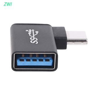ZWI USB C to USB 3.0 Aluminum Adapter USB A 3.0 Female to 90 Degree 3.1 Type C Male Converter for Smartphone Tablet Flash Drives Keyboard