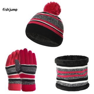 [fishjump] unisex niños sombrero bufanda guantes espesar elástico niños tejer sombrero bufanda guantes espesar para uso diario (2)