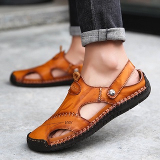 38-48 hombres sandalias de verano Genunie cuero moda Casual sandalia (7)