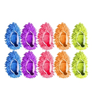 cubierta de zapatos de microfibra - 5 pares de fregonas de polvo calcetines de limpieza del suelo zapatillas