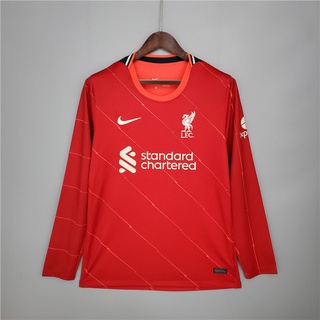 liverpool 2021 - 2022 camiseta de fútbol roja de manga larga m.salah