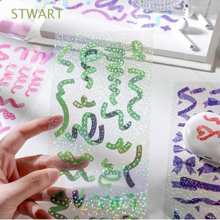 STWART Ins Flash Stationery Sticker Kawaii DIY Hand Account Decoration Lace Ribbon Sticker Cute Colorful Ribbon Series Shiny Hand Account Stickers/Multicolor