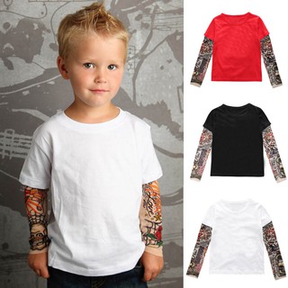 playera/camiseta naruto con manga de tatuaje de malla para bebés/niños (1)