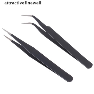 [attractivefinewell] 1 pieza de pinzas rectas curvadas de punta fina de acero inoxidable (2)