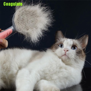 [azul] Cepillo peine para mascotas cepillo de auto-limpieza profesional cepillo de aseo para mascotas gato baño (6)
