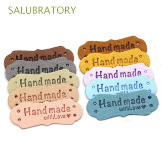SALUBRATORY 10PCS Arts Clothes Tags Handmade Hand Made With Love Garment Labels Hats Bags DIY Sewing Accessories PU Leather Label/Multicolor
