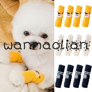 Wanmaolian 4 pzs calcetines para cachorros/calcetines de diseño antideslizantes para tejer pequeños y medianos/calcetines de pata cálidas para otoño