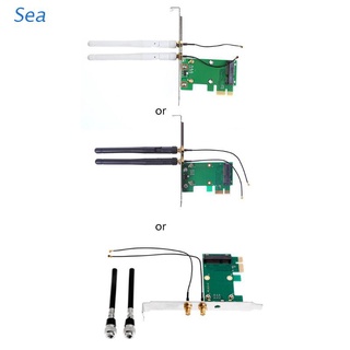 Sea Wireless Wifi Tarjeta De Red Mini PCI-E A 1X Adaptador De Escritorio + 2 Antenas