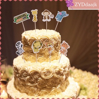 24 Pieces Wild Animal Cupcake Toppers Cake Picks Wedding Baby Shower