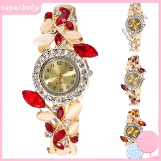 reloj de pulsera de cuarzo analógico con esfera redonda con diamantes de imitación para mujer