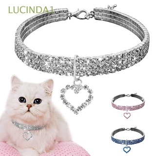 lucinda1 collar de cristal de moda lindo suministros para mascotas collar mini colgante brillante diamantes de imitación en forma de corazón para cachorro gato peluche brillante perro accesorios/multicolor