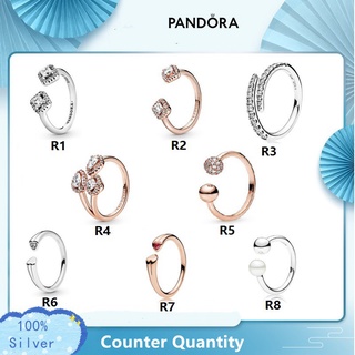 Pandora anillo rosa pulido y Pavé de cuentas anillo abierto cuadrado chispa anillo abierto y formas geométricas anillo abierto y líneas de anillo de brillo anillo de plata esterlina 925 anillo de diamantes