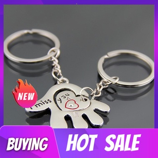 querenmim New Couple Hand Palm Heart Keychain Ring Keyring Key Chain Lover Birthday Gift
