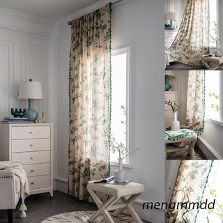meng Nordic Style Green Pine Cone Printing Semi-Shading Curtains Boho Cotton Home Decor for Living Room Bedroom Window Drape Treatment Curtain Home Textiles Supplies