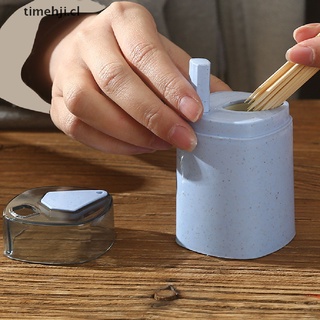 TIME 1Pcs Automatic Toothpick Holder Container Wheat Straw Household Table Toothpick CL