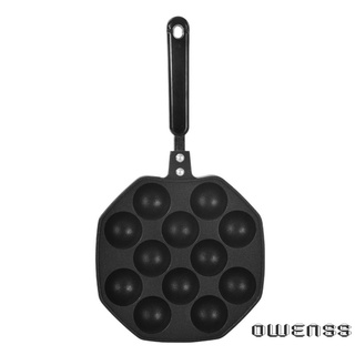 (Owenss) 12 cavidades de aleación de aluminio antiadherente Takoyaki Pan Maker pulpo bolas pequeñas hornear Pan herramientas (8)