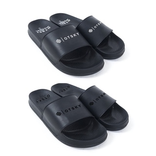 Otsky Slides Slip On Series blanco y negro Logo sandalias de fuente