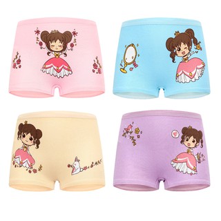 4 piezas de algodón puro ropa interior de los niños niñas boxeador pantalones cortos de algodón de alta calidad de dibujos animados cortos para niñas