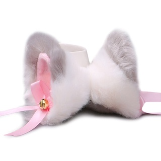 plhnfs 1 par de clips de pelo japonés lolita anime lindo peludo orejas de gato horquilla con lazo campana cosplay disfraz snap barrette (3)