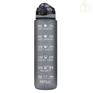 Bs botella de agua de 1 l con marcador de tiempo de paja Tritan libre de BPA deportes y Fitness hervidor de agua al aire libre gimnasio (4)