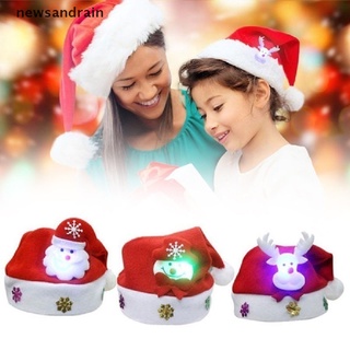 [I] Sombrero De Navidad Para Adultos/Niños LED Luz Santa Claus Muñeco De Nieve Alce Gorra Decoración Buena
