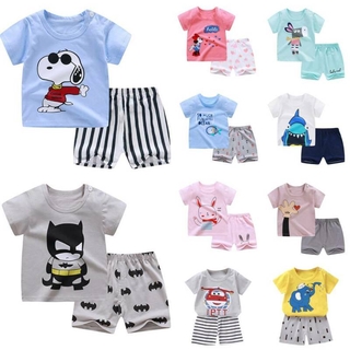 Baju niños niñas Sest lindo de dibujos animados impreso camiseta de manga corta+pantalones cortos de algodón de verano