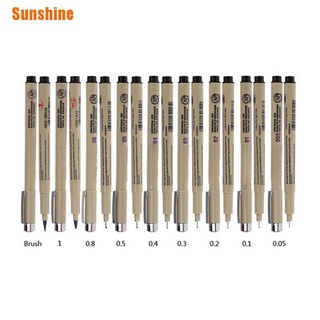sunshine> 9 pzs rotuladores gráficos pigma manga comic pro para dibujar bolígrafos de tinta de punta fina kit de pinceles