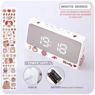 < En stock > W & G Ins Reloj Digital De Mesa Snooze Alarma Lindo Silencioso Espejo Estudiante Escritorio LED Electrónico Para Chi (1)