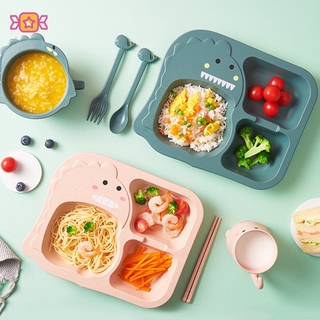 De dibujos animados dinosaurio plato de cena de los niños vajilla conjunto de bebé suplemento de alimentos tazón de fibra de trigo placa JP3